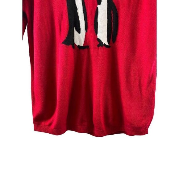 Tommy Hilfiger Penguin Novelty Print Lightweight Crew Neck Sweater Large Red - Picture 4 of 12